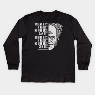 Arthur Schopenhauer Inspirational Quote: Talent vs. Genius Kids Long Sleeve T-Shirt